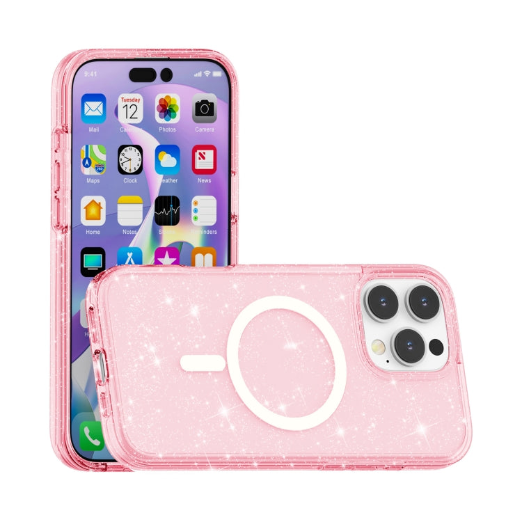 For iPhone 16 Pro Max Terminator Style Glitter Powder MagSafe Magnetic Phone Case(Pink) - iPhone 16 Pro Max Cases by buy2fix | Online Shopping UK | buy2fix