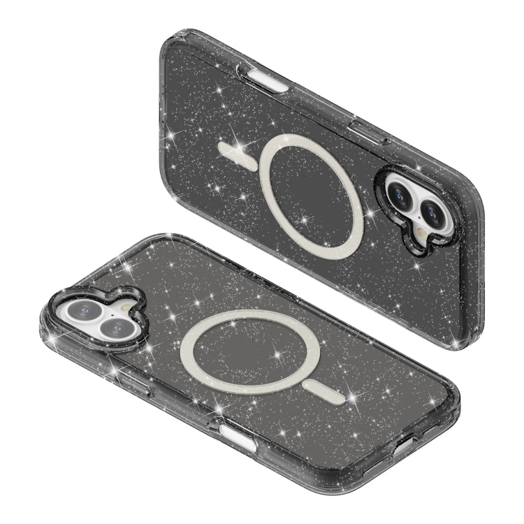 For iPhone 16 Plus Terminator Style Glitter Powder MagSafe Magnetic Phone Case(Black) - iPhone 16 Plus Cases by buy2fix | Online Shopping UK | buy2fix