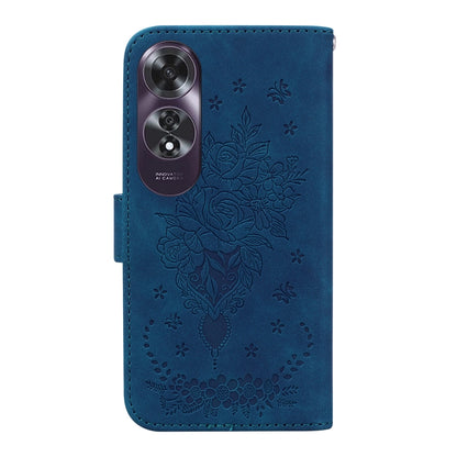 For OPPO A60 4G Butterfly Rose Embossed Leather Phone Case(Blue) - OPPO Cases by buy2fix | Online Shopping UK | buy2fix