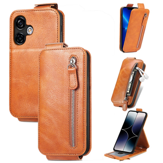 For Ulefone Note 16 Pro Zipper Wallet Vertical Flip Leather Phone Case(Brown) - Ulefone Cases by buy2fix | Online Shopping UK | buy2fix