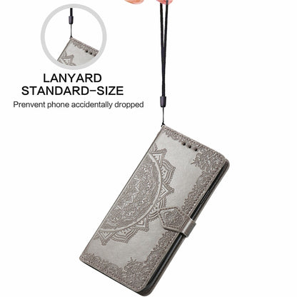 For Ulefone Note 16 Pro Mandala Flower Embossed Leather Phone Case(Grey) - Ulefone Cases by buy2fix | Online Shopping UK | buy2fix