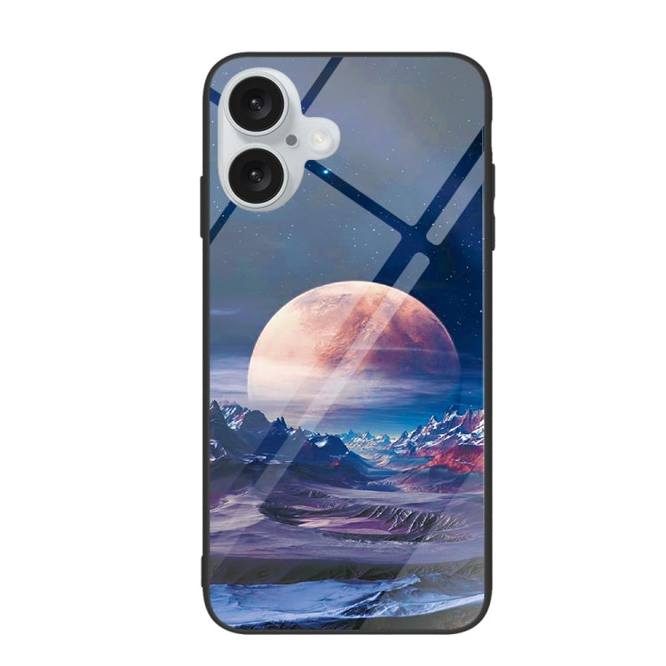 For iPhone 16 Plus Colorful Painted Glass Phone Case(Moon Hill) - iPhone 16 Plus Cases by buy2fix | Online Shopping UK | buy2fix