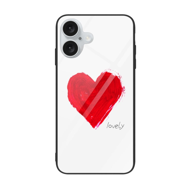 For iPhone 16 Colorful Painted Glass Phone Case(Love) - iPhone 16 Cases by buy2fix | Online Shopping UK | buy2fix