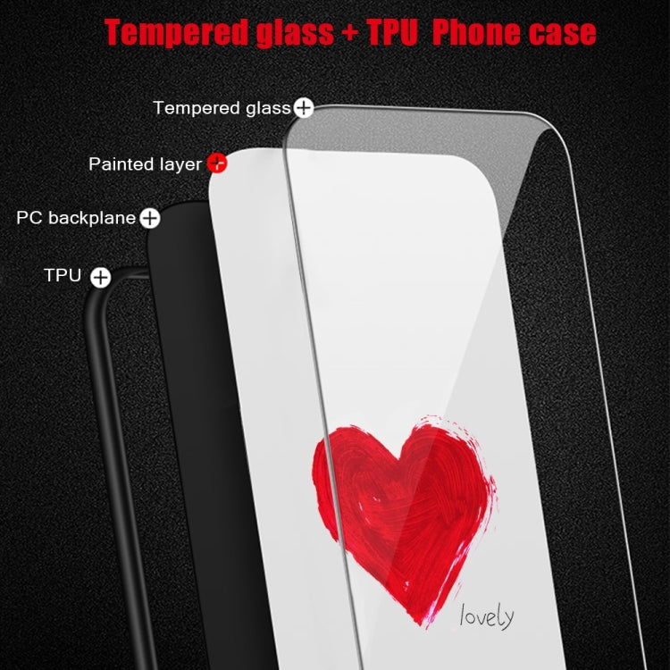 For iPhone 16 Colorful Painted Glass Phone Case(Love) - iPhone 16 Cases by buy2fix | Online Shopping UK | buy2fix