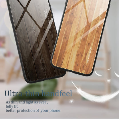 For iPhone 16 Pro Wood Grain Glass Phone Case(Light Brown) - iPhone 16 Pro Cases by buy2fix | Online Shopping UK | buy2fix