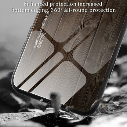 For iPhone 16 Pro Wood Grain Glass Phone Case(Black) - iPhone 16 Pro Cases by buy2fix | Online Shopping UK | buy2fix