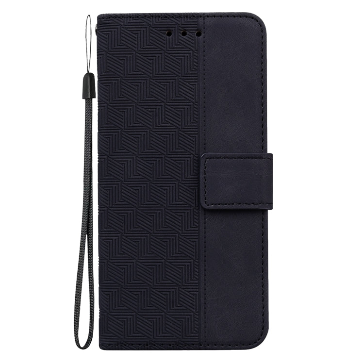 For iPhone 16 Geometric Embossed Leather Phone Case(Black) - iPhone 16 Cases by buy2fix | Online Shopping UK | buy2fix