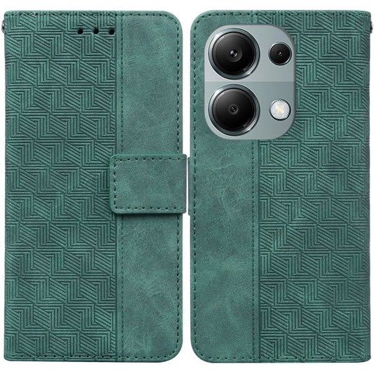 For Xiaomi Redmi Note 13 Pro 4G Geometric Embossed Leather Phone Case(Green) - Note 13 Pro Cases by buy2fix | Online Shopping UK | buy2fix