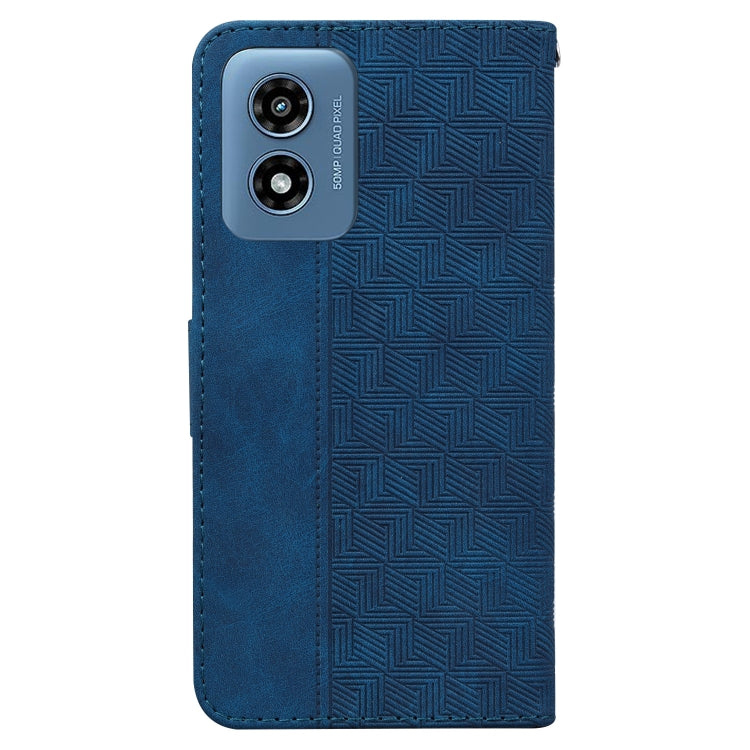 For Motorola Moto G Play 4G 2024 Geometric Embossed Leather Phone Case(Blue) - Motorola Cases by buy2fix | Online Shopping UK | buy2fix