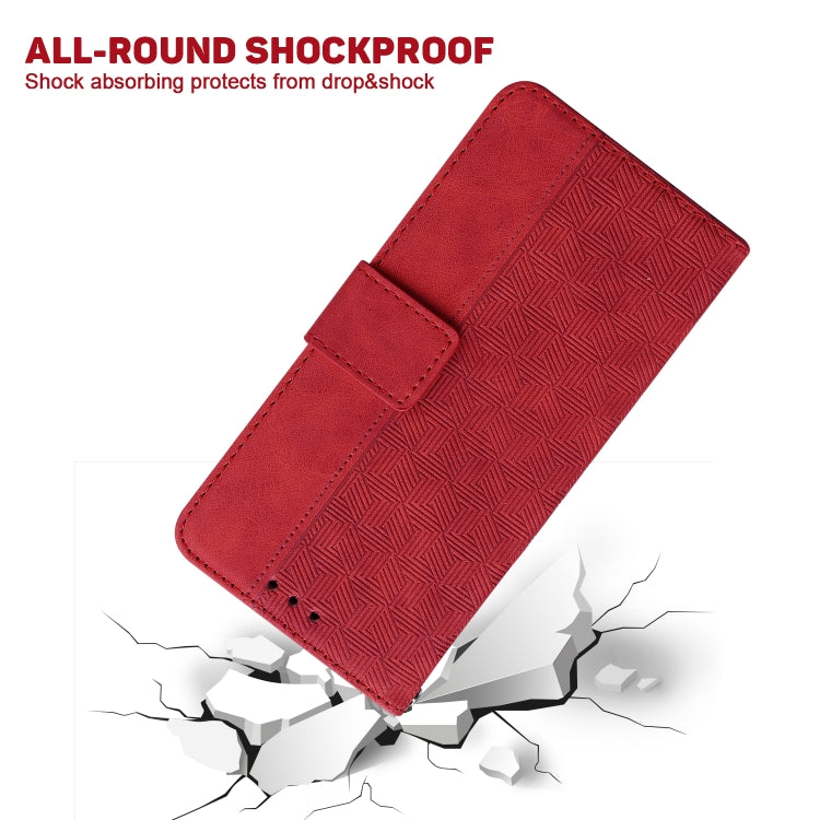 For Motorola Moto G Power 5G 2024 Geometric Embossed Leather Phone Case(Red) - Motorola Cases by buy2fix | Online Shopping UK | buy2fix