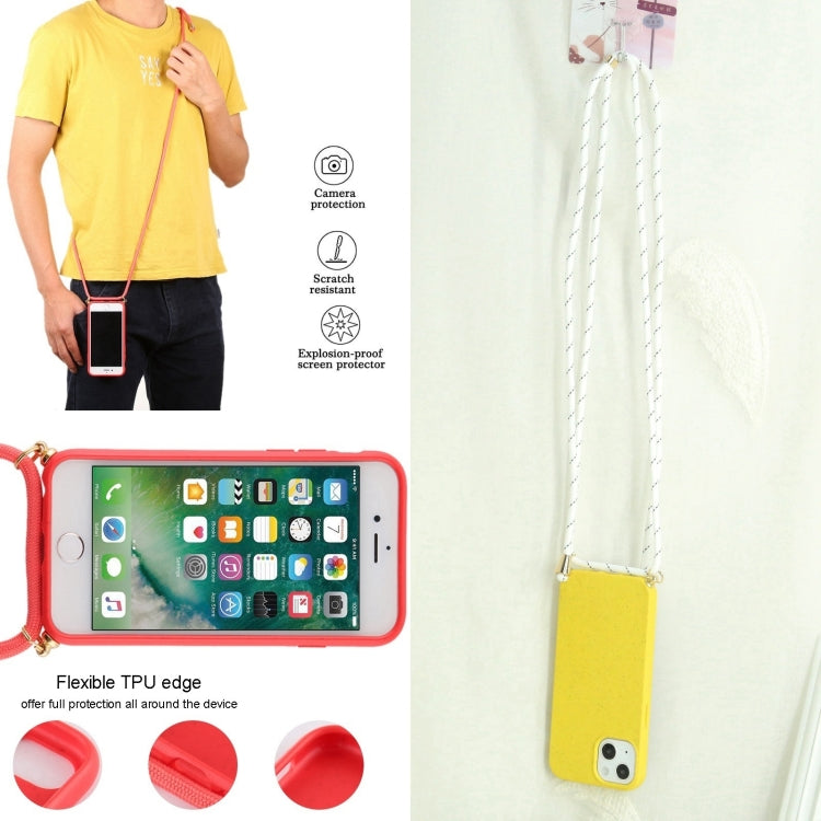 For iPhone 16 Pro Max Wheat Straw TPU Shockproof Phone Case with Neck Lanyard(Yellow) - iPhone 16 Pro Max Cases by buy2fix | Online Shopping UK | buy2fix