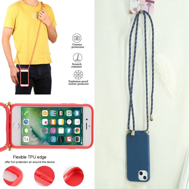 For iPhone 16 Pro Wheat Straw TPU Shockproof Phone Case with Neck Lanyard(Blue) - iPhone 16 Pro Cases by buy2fix | Online Shopping UK | buy2fix