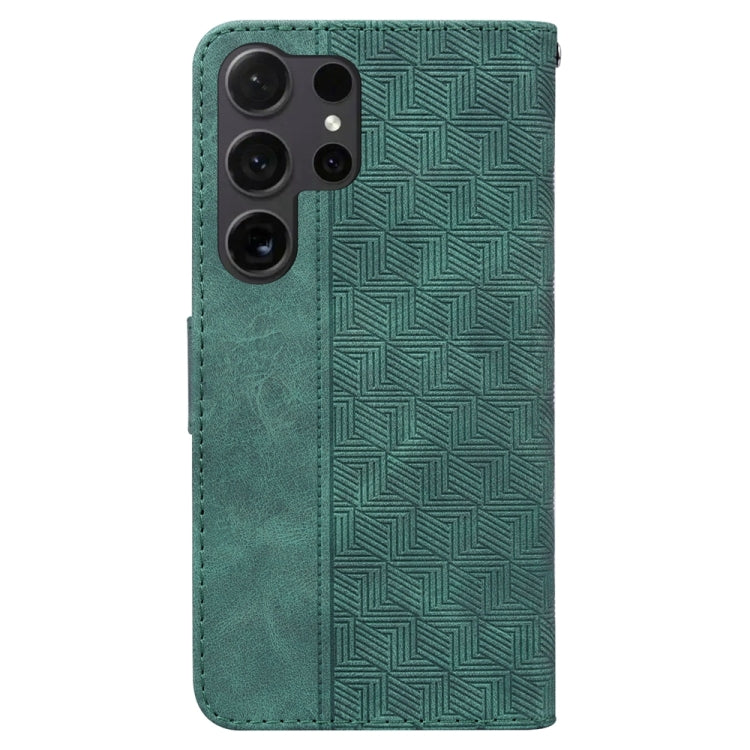 For Samsung Galaxy S24 Ultra 5G Geometric Embossed Leather Phone Case(Green) - Galaxy S24 Ultra 5G Cases by buy2fix | Online Shopping UK | buy2fix