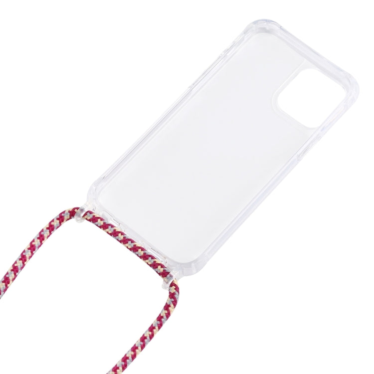 For iPhone 16 Pro Max Transparent Acrylic Airbag Shockproof Phone Protective Case with Lanyard(Claret) - iPhone 16 Pro Max Cases by buy2fix | Online Shopping UK | buy2fix