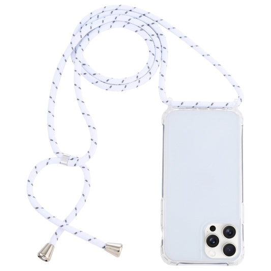 For iPhone 16 Pro Transparent Acrylic Airbag Shockproof Phone Protective Case with Lanyard(White Grey Rough Grain) - iPhone 16 Pro Cases by buy2fix | Online Shopping UK | buy2fix