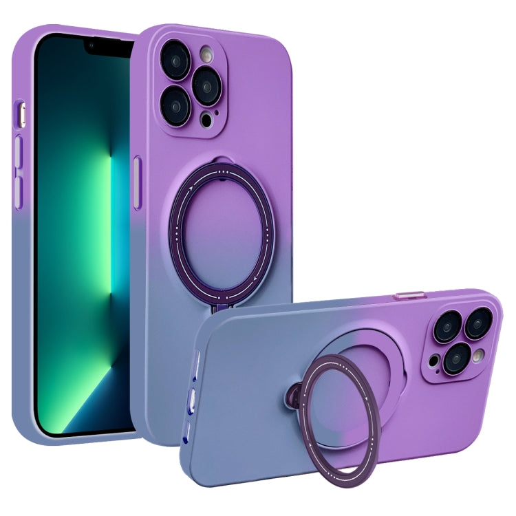 For iPhone 13 Pro MagSafe Holder Gradient TPU Phone Case(Deep Purple Gray) - iPhone 13 Pro Cases by buy2fix | Online Shopping UK | buy2fix