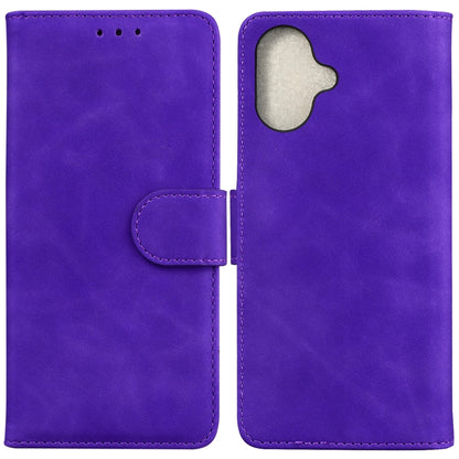 For iPhone 16 Skin Feel Pure Color Flip Leather Phone Case(Purple) - iPhone 16 Cases by buy2fix | Online Shopping UK | buy2fix