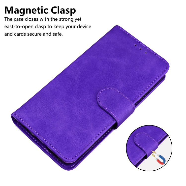 For Motorola Moto G Play 4G 2024 Skin Feel Pure Color Flip Leather Phone Case(Purple) - Motorola Cases by buy2fix | Online Shopping UK | buy2fix