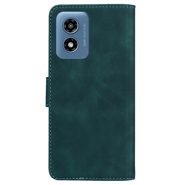 For Motorola Moto G Play 4G 2024 Skin Feel Pure Color Flip Leather Phone Case(Green) - Motorola Cases by buy2fix | Online Shopping UK | buy2fix