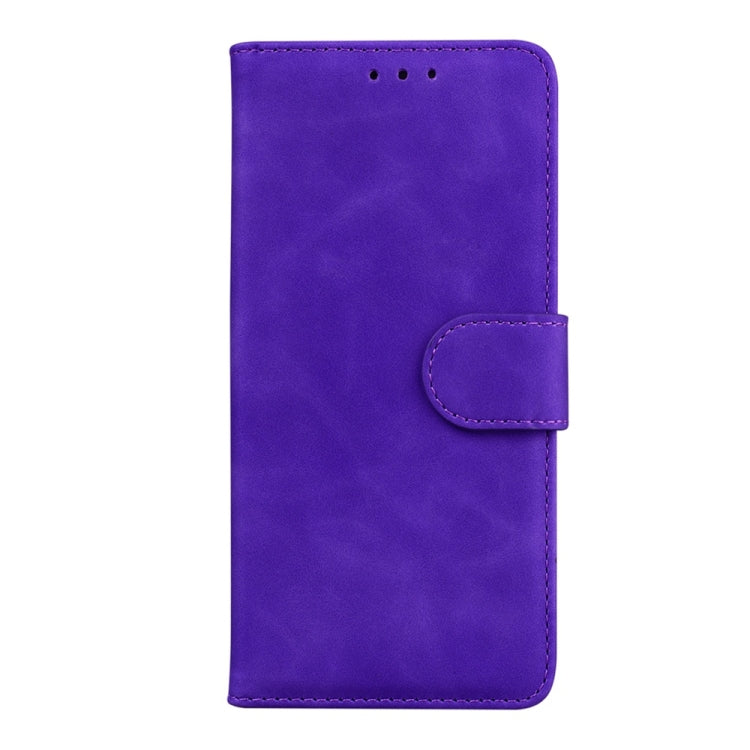 For Motorola Edge 2024 Skin Feel Pure Color Flip Leather Phone Case(Purple) - Motorola Cases by buy2fix | Online Shopping UK | buy2fix