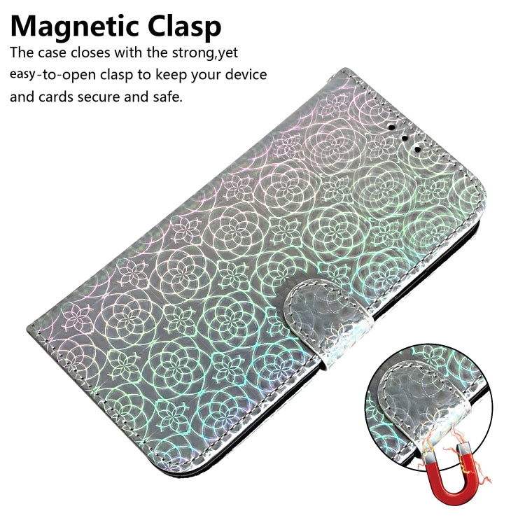 For iPhone 16 Plus Colorful Magnetic Buckle Leather Phone Case(Silver) - iPhone 16 Plus Cases by buy2fix | Online Shopping UK | buy2fix