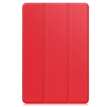 For Google Pixel Tablet Custer Pure Color 3-Fold Holder Smart Leather Tablet Case(Red) - Google by buy2fix | Online Shopping UK | buy2fix