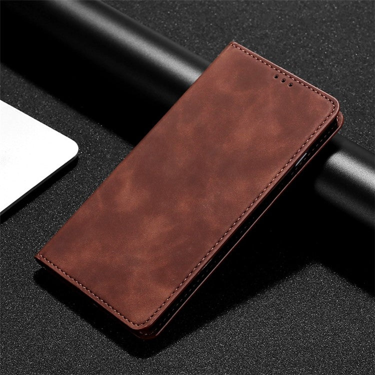 For vivo Y03 4G Skin Feel Magnetic Leather Phone Case(Dark Brown) - vivo Cases by buy2fix | Online Shopping UK | buy2fix