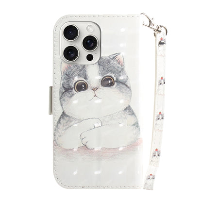 For iPhone 16 Pro Max 3D Colored Horizontal Flip Leather Phone Case(Cute Cat) - iPhone 16 Pro Max Cases by buy2fix | Online Shopping UK | buy2fix