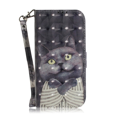 For iPhone 16 3D Colored Horizontal Flip Leather Phone Case(Hug Cat) - iPhone 16 Cases by buy2fix | Online Shopping UK | buy2fix