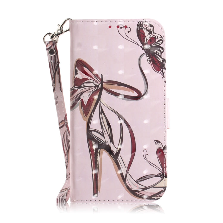 For iPhone 16 3D Colored Horizontal Flip Leather Phone Case(Butterfly High-heeled) - iPhone 16 Cases by buy2fix | Online Shopping UK | buy2fix