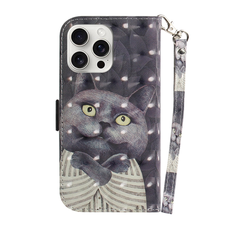 For iPhone 16 Pro 3D Colored Horizontal Flip Leather Phone Case(Hug Cat) - iPhone 16 Pro Cases by buy2fix | Online Shopping UK | buy2fix