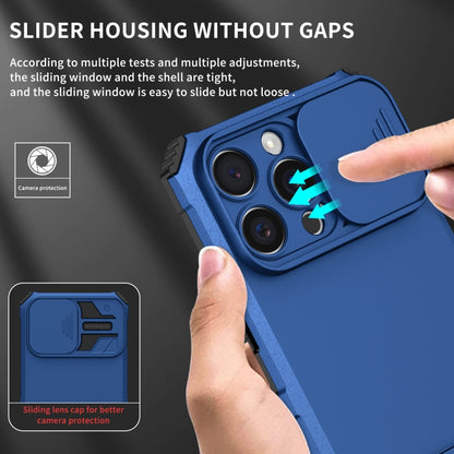 For iPhone 16 Pro Stereoscopic Holder Sliding Camshield Phone Case(Blue) - iPhone 16 Pro Cases by buy2fix | Online Shopping UK | buy2fix