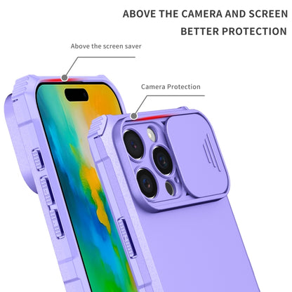 For iPhone 16 Pro Stereoscopic Holder Sliding Camshield Phone Case(Purple) - iPhone 16 Pro Cases by buy2fix | Online Shopping UK | buy2fix