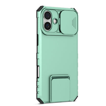 For iPhone 16 Plus Stereoscopic Holder Sliding Camshield Phone Case(Light Blue) - iPhone 16 Plus Cases by buy2fix | Online Shopping UK | buy2fix