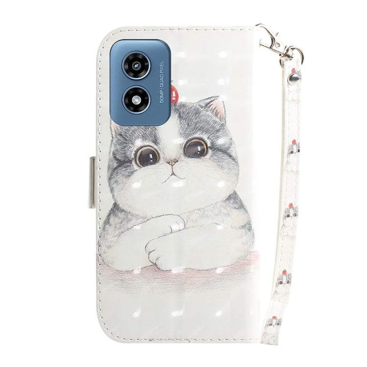 For Motorola Moto G Play 4G 2024 3D Colored Horizontal Flip Leather Phone Case(Cute Cat) - Motorola Cases by buy2fix | Online Shopping UK | buy2fix