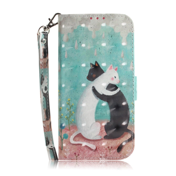 For Motorola Moto G Power 5G 2024 3D Colored Horizontal Flip Leather Phone Case(Black White Cat) - Motorola Cases by buy2fix | Online Shopping UK | buy2fix