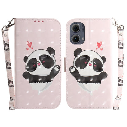 For Motorola Edge 2024 3D Colored Flip Leather Phone Case(Heart Panda) - Motorola Cases by buy2fix | Online Shopping UK | buy2fix