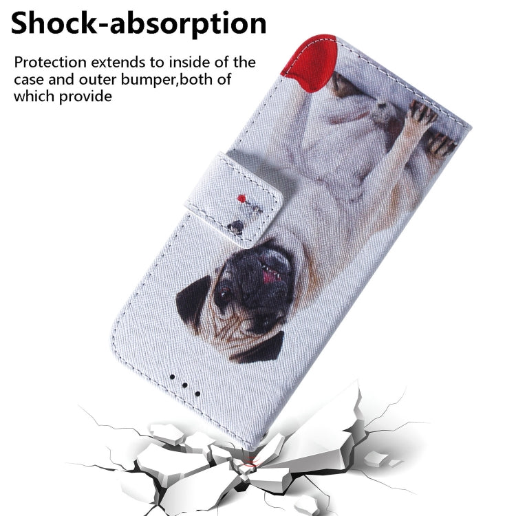 For iPhone SE 2024 Coloured Drawing Flip Leather Phone Case(Pug) - More iPhone Cases by buy2fix | Online Shopping UK | buy2fix