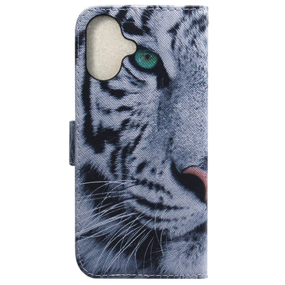 For iPhone 16 Plus Coloured Drawing Flip Leather Phone Case(Tiger) - iPhone 16 Plus Cases by buy2fix | Online Shopping UK | buy2fix