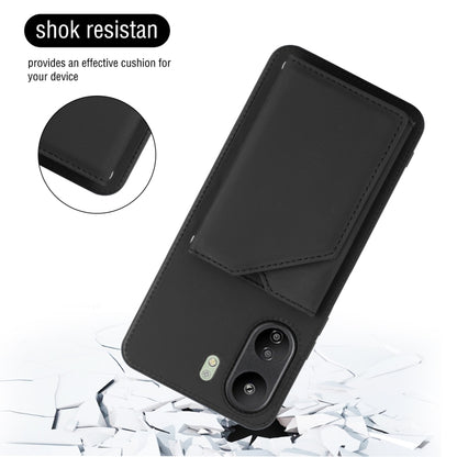 For Xiaomi Redmi 13C 4G / Poco C65 Skin Feel PU + TPU + PC Card Slots Phone Case(Black) - 13C Cases by buy2fix | Online Shopping UK | buy2fix