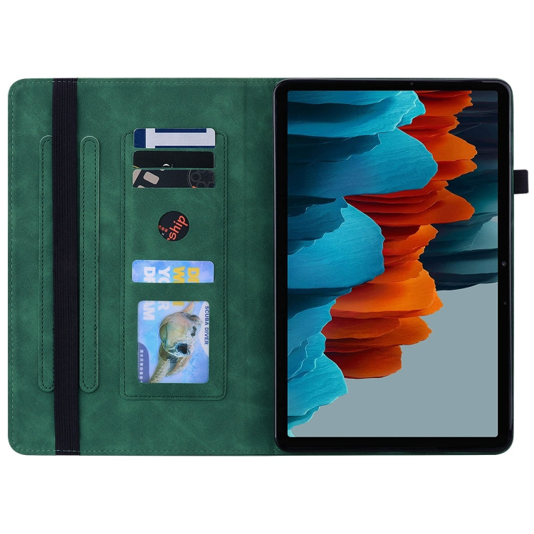 For Samsung Galaxy Tab S9+ Skin Feel Solid Color Zipper Leather Tablet Case(Green) - Galaxy Tab S9+ Cases by buy2fix | Online Shopping UK | buy2fix