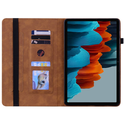 For Samsung Galaxy Tab S9+ Skin Feel Solid Color Zipper Leather Tablet Case(Brown) - Galaxy Tab S9+ Cases by buy2fix | Online Shopping UK | buy2fix