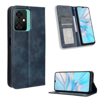 For Blackview Oscal C70 Magnetic Buckle Retro Texture Leather Phone Case(Blue) - More Brand by buy2fix | Online Shopping UK | buy2fix