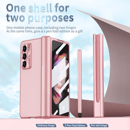 For Samsung Galaxy Z Fold5 Electroplating Hinged Folding Phone Case with S Pen Fold Edtion(Pink) - Galaxy Z Fold5 Cases by buy2fix | Online Shopping UK | buy2fix