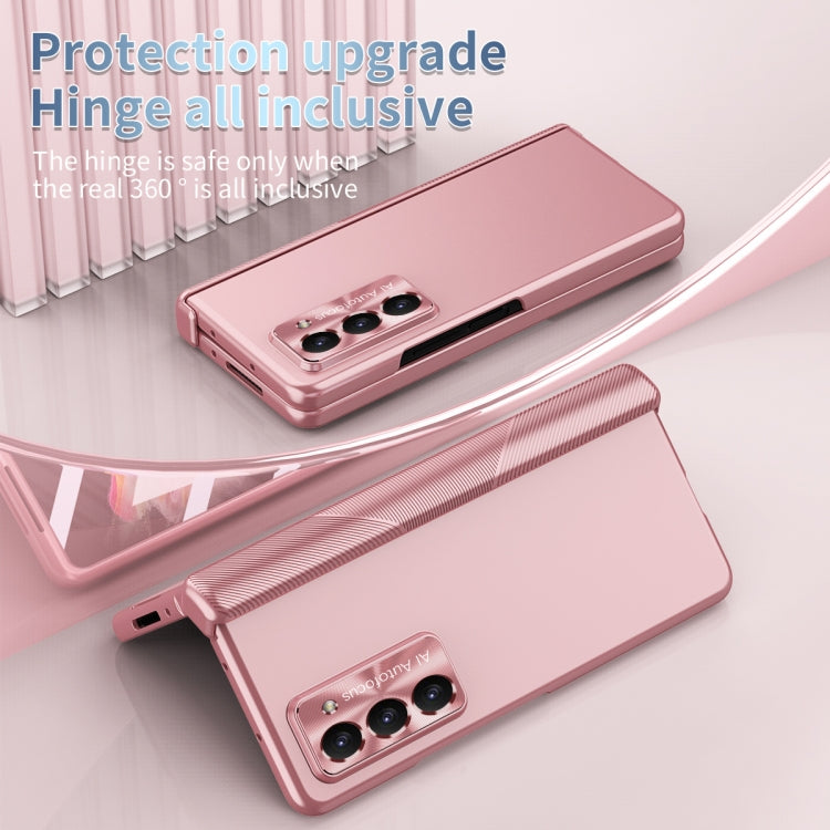 For Samsung Galaxy Z Fold5 Electroplating Hinged Folding Phone Case with S Pen Fold Edtion(Pink) - Galaxy Z Fold5 Cases by buy2fix | Online Shopping UK | buy2fix