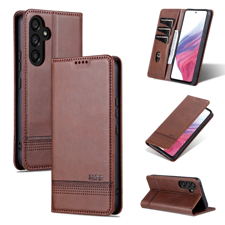 For Samsung Galaxy S23 FE 5G AZNS Magnetic Calf Texture Flip Leather Phone Case(Dark Brown) - Galaxy S23 FE 5G Cases by AZNS | Online Shopping UK | buy2fix