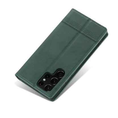 For Samsung Galaxy S24 Ultra 5G AZNS Magnetic Calf Texture Flip Leather Phone Case(Dark Green) - Galaxy S24 Ultra 5G Cases by AZNS | Online Shopping UK | buy2fix