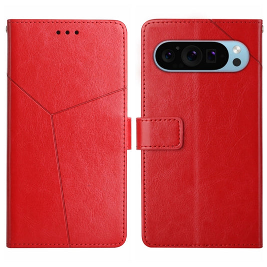 For Google Pixel 9 Y-shaped Pattern Flip Leather Phone Case(Red) - Google Cases by buy2fix | Online Shopping UK | buy2fix