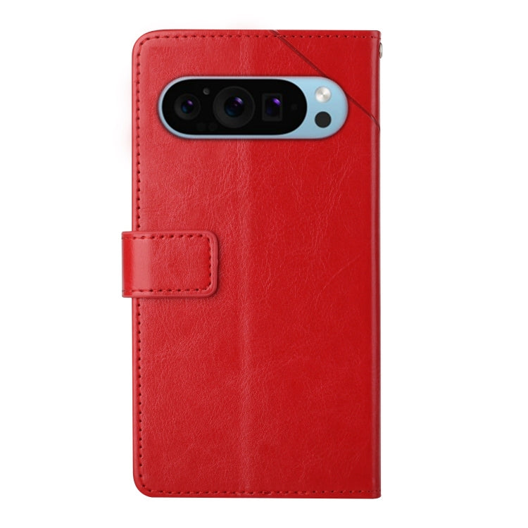 For Google Pixel 9 Pro Y-shaped Pattern Flip Leather Phone Case(Red) - Google Cases by buy2fix | Online Shopping UK | buy2fix