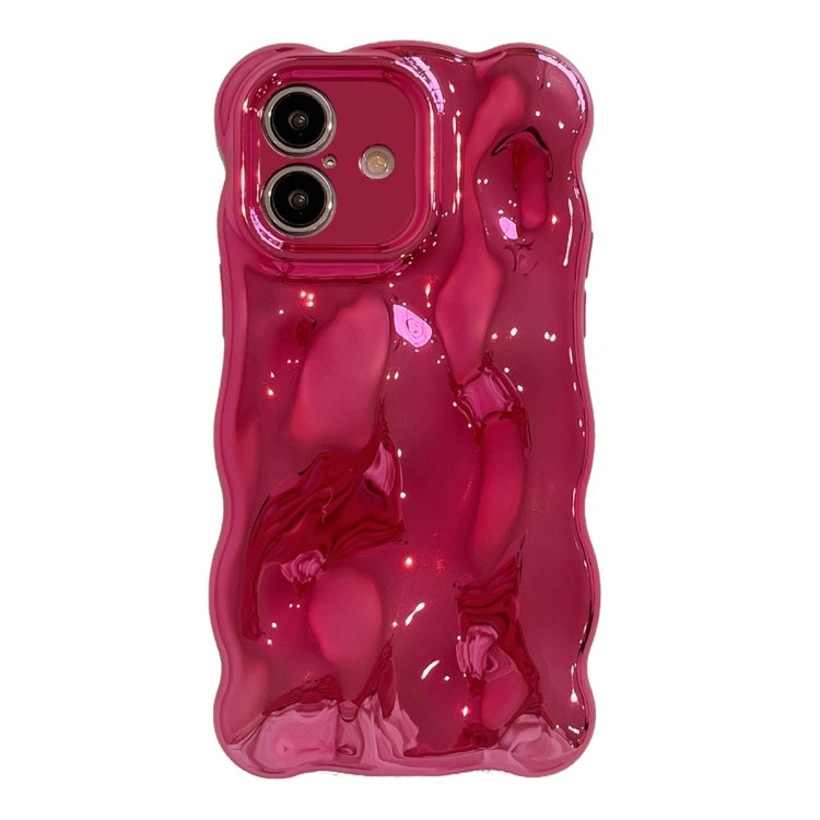 For iPhone 16 Plus Wave Bubbles TPU Phone Case(Painted Rose Red) - iPhone 16 Plus Cases by buy2fix | Online Shopping UK | buy2fix